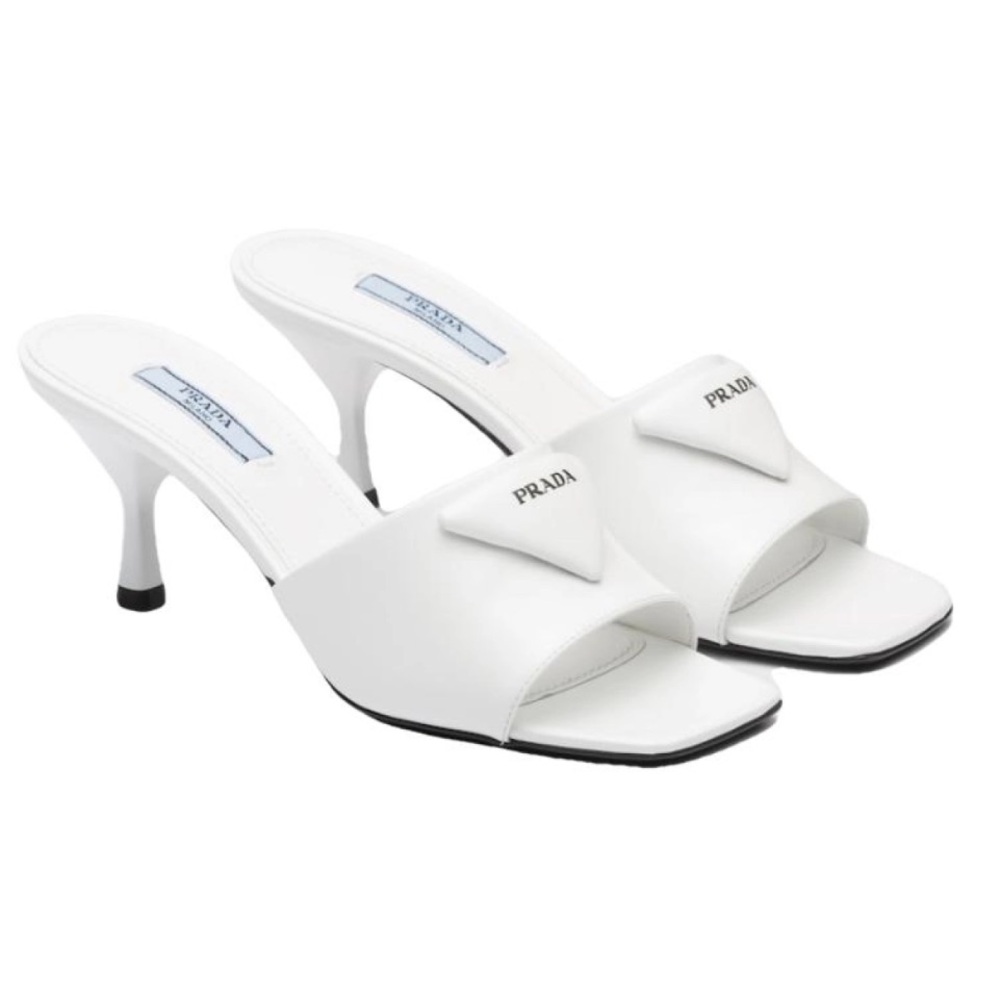 Prada Women's White Heeled Mules